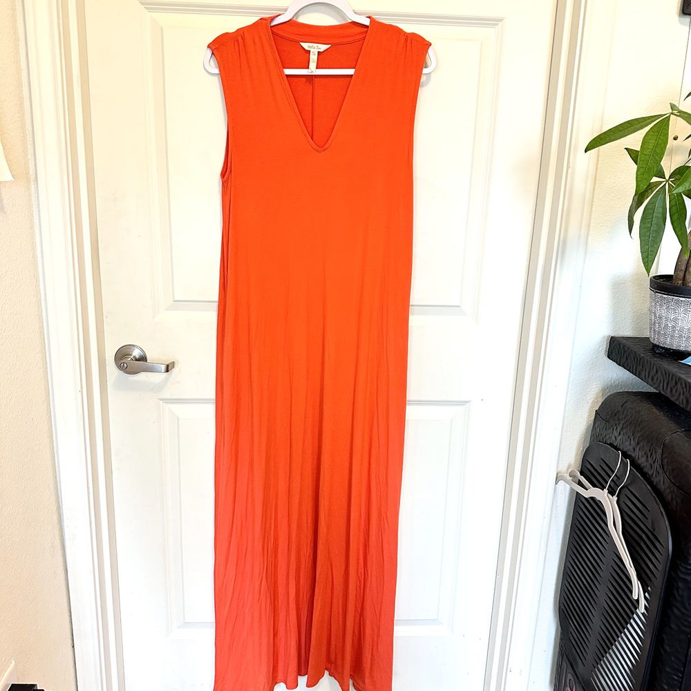 Matilda Jane Dress Size Med In The Breeze Maxi Dress Orange Knit No belt